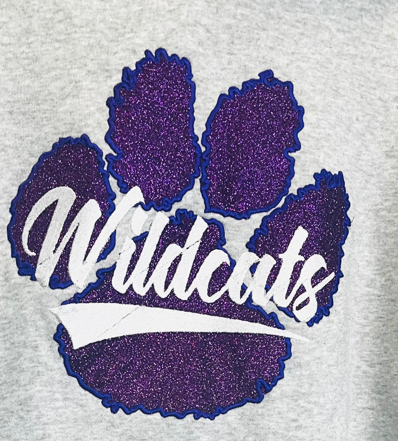 Purple Glitter Wildcat Paw Embroidered Crewneck