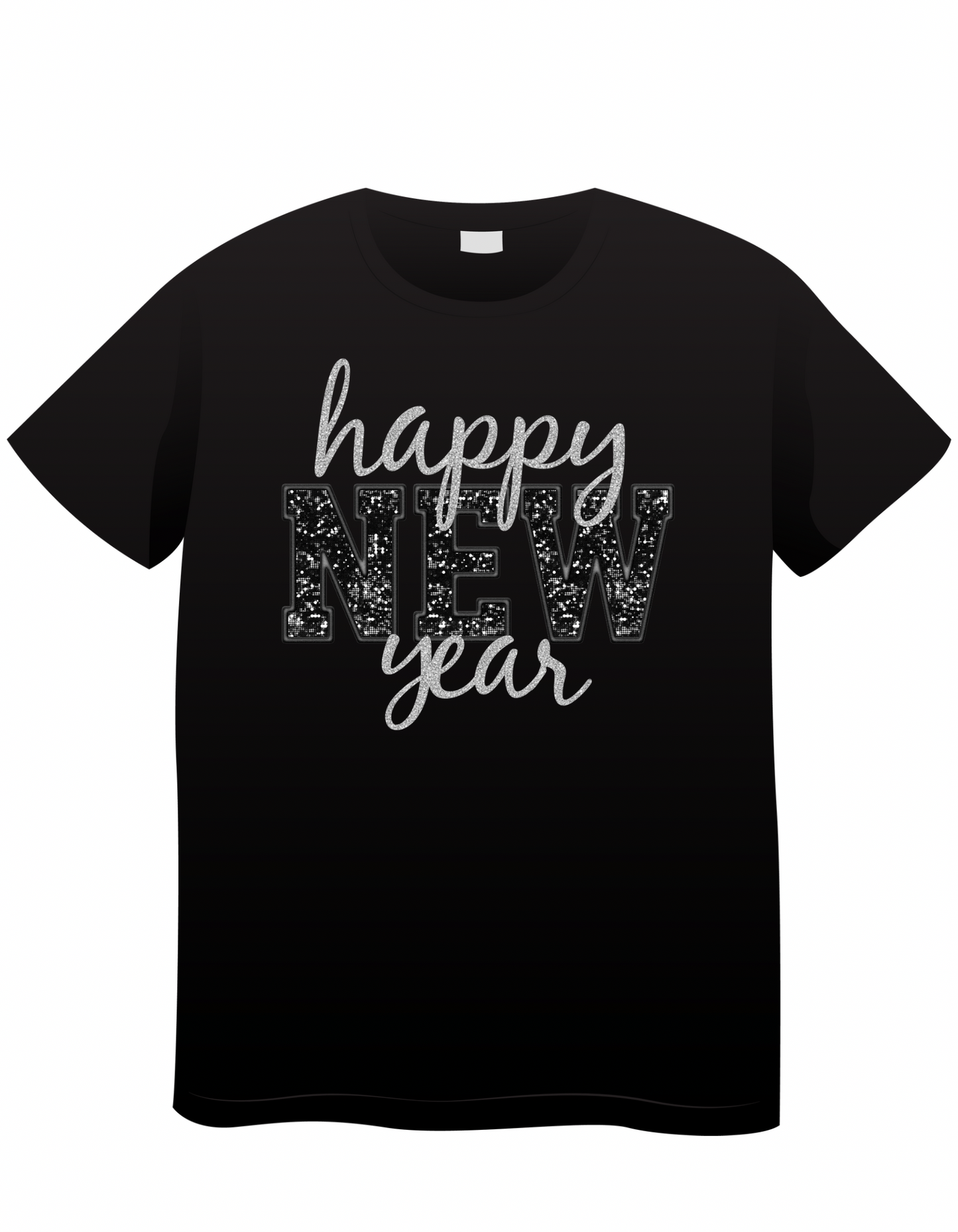 Black Faux Sequin New Year 25 Shirt