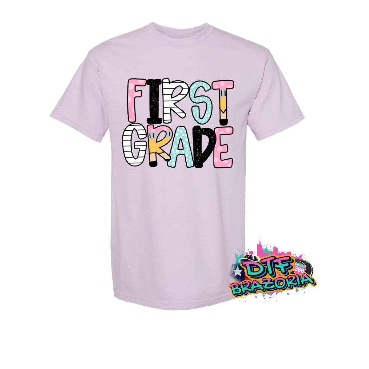 Colorful Doodle Grade Level Shirt – PreK to 5th Grade Back to School Tee – Comfort Colors Youth & Teacher T-Shirt