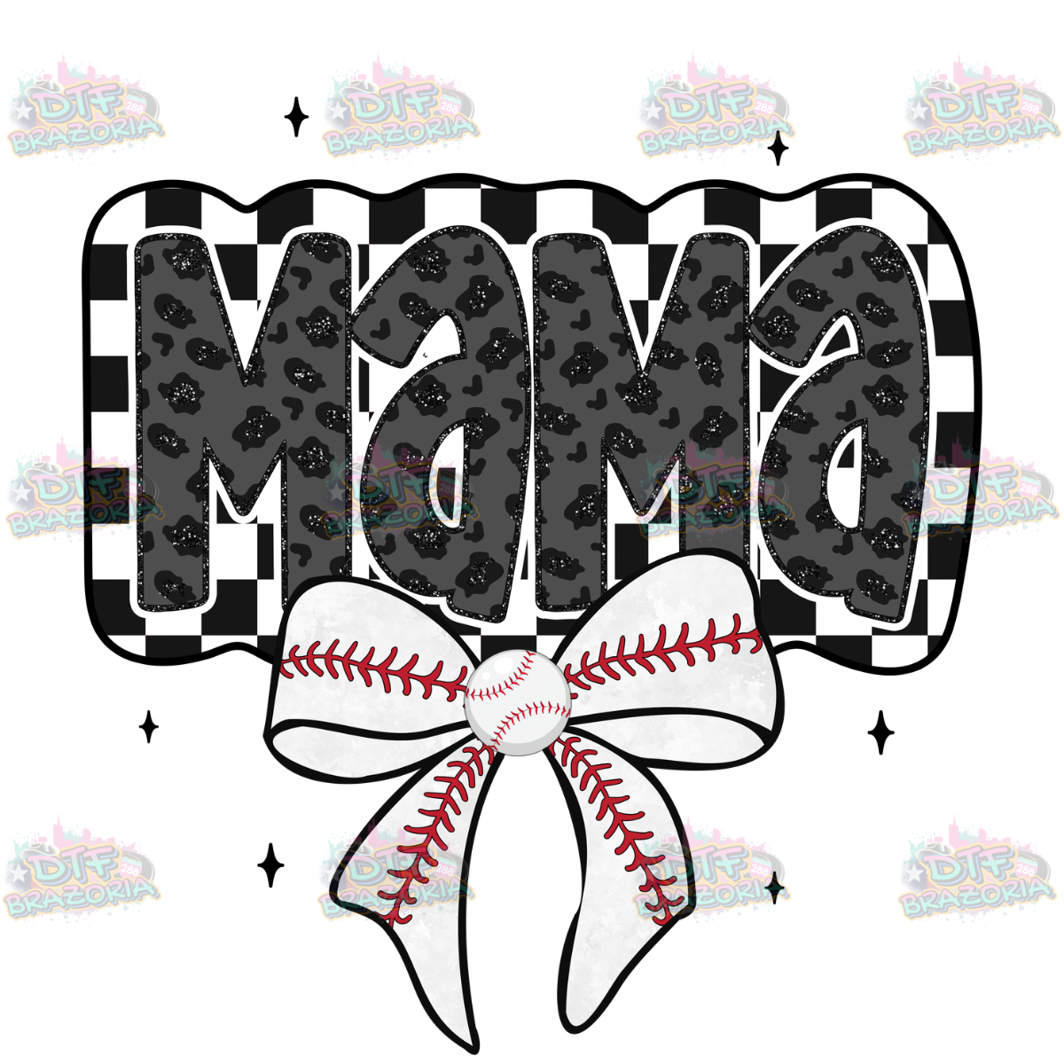 Black Leopard Baseball Mama Transfer