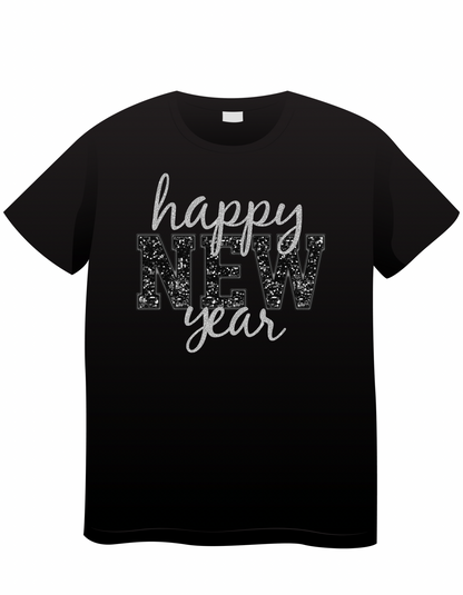 Black Faux Sequin New Year 25 Shirt