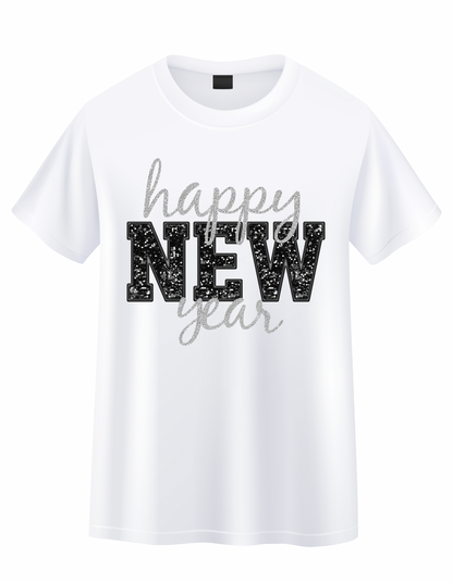 Black Faux Sequin New Year 25 Shirt