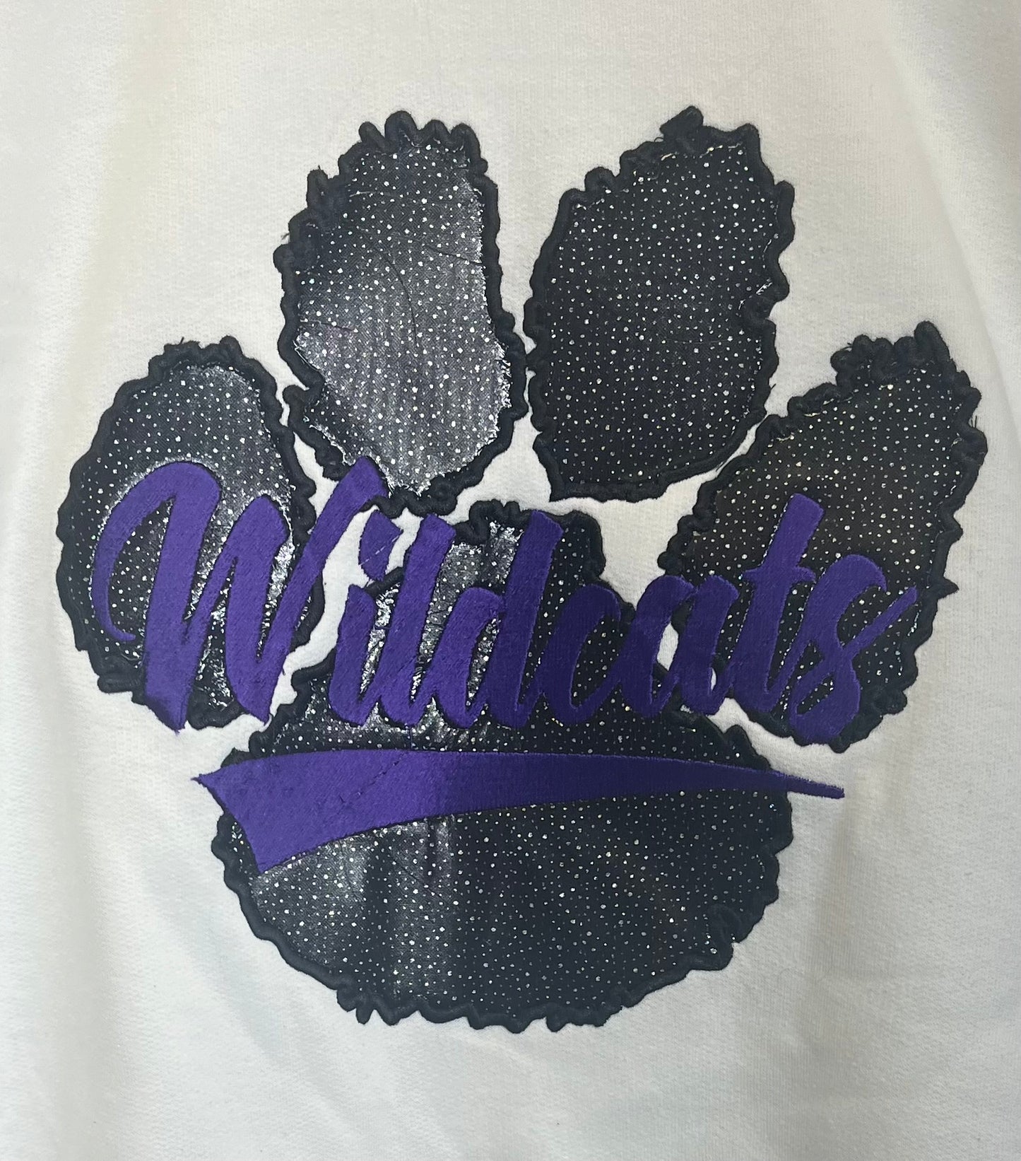 Black Glitter Wildcat Paw Embroidered Crewneck