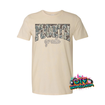 Camo Grade Level Shirt – PreK to 4th Grade Back to School Tee – Gildan Unisex Graphic T-Shirt