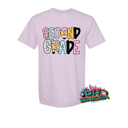 Colorful Doodle Grade Level Shirt – PreK to 5th Grade Back to School Tee – Comfort Colors Youth & Teacher T-Shirt