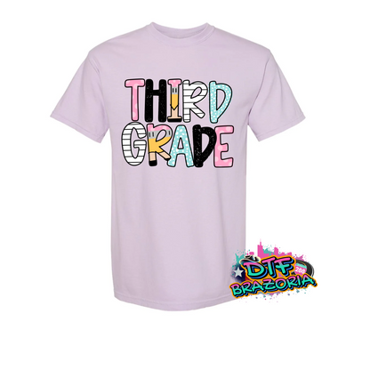 Colorful Doodle Grade Level Shirt – PreK to 5th Grade Back to School Tee – Comfort Colors Youth & Teacher T-Shirt