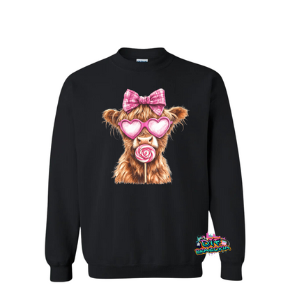 Highland Cow with Lollipop Crewneck