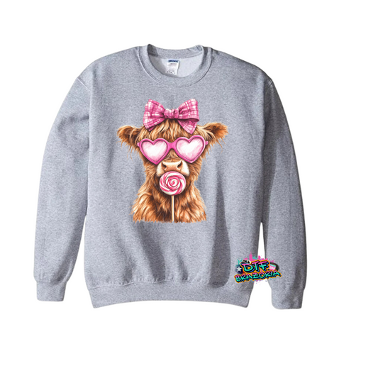 Highland Cow with Lollipop Crewneck