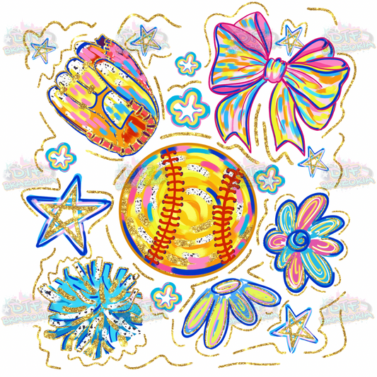 Glitter Softball Collage Transfer