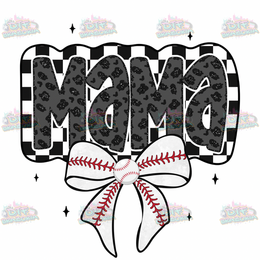 Black Leopard Baseball Mama Transfer