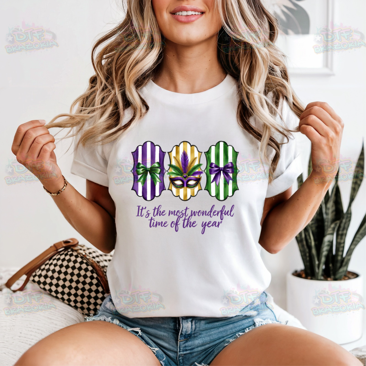 It’s the Most Wonderful Time of the Year DTF Transfer | Mardi Gras Mask Design | Ready-to-Press