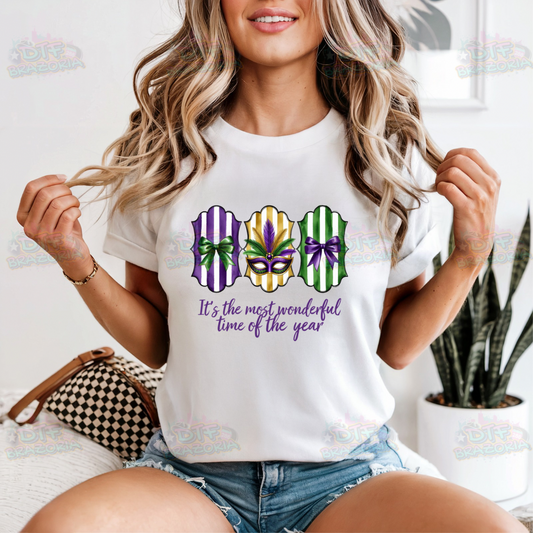 It’s the Most Wonderful Time of the Year DTF Transfer | Mardi Gras Mask Design | Ready-to-Press